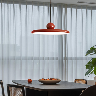 Scandinavian metal pendant with warm glow and adjustable cord