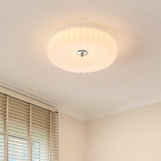 Cream glass flush mount Bauhaus ceiling lamp, LED bulb