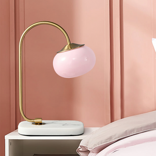 Marshmallow unique metal base glass lampshade table lamp