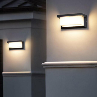 Outdoor Wall Light – Black Metal & White Glass Lamp | Energy Saving LED