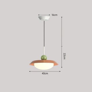 Modern pendant with stacked metal discs and diffuser