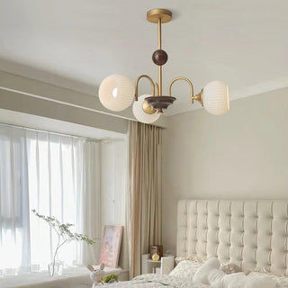 Cream ribbed glass chandelier — contemporary dining room ceiling light