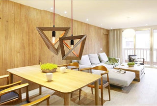 Wooden Pendant Light – Pyramidal Pendant Lamp | Warm Ambient Lighting For Living Room