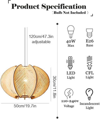 Nordic Wooden Pendant Light – Scandinavian Pendant Lamp with LED Cord Suspension
