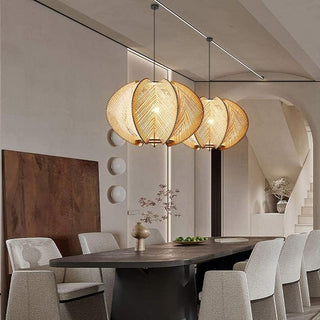 Nordic Wooden Pendant Light – Scandinavian Pendant Lamp with LED Cord Suspension