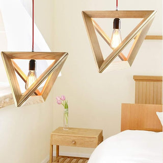 Wooden Pendant Light – Pyramidal Pendant Lamp | Warm Ambient Lighting For Living Room