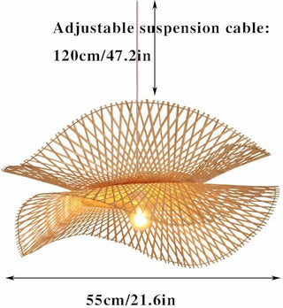 Woven Bamboo Pendant Light – Bohemian Pendant Light With Openwork Shade