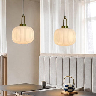 Suspension citrouille – Suspension en verre transparent avec cadre en fer, design moderne