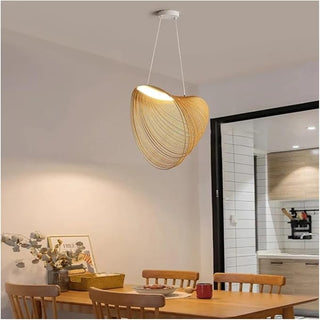 Bamboo Pendant Lamp – Adjustable LED Hand Woven Light for Living Room & Dining