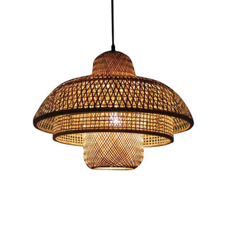 Cozy pendant with dome-shaped wicker rattan shade