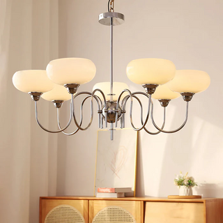 Creamy mid century glass persimmon chandelier vintage pendant