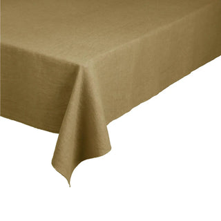 linen tablecloth premium olive green european fabric cover protector close-up