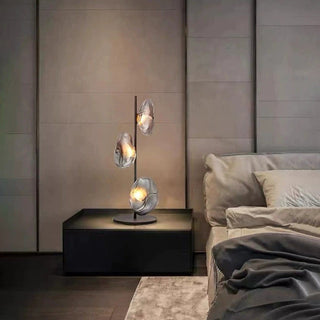 Crystal hand-blown glass table lamp — close-up orb detail