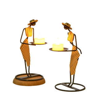Iron stand humanoid — vintage elegant tea light fixture