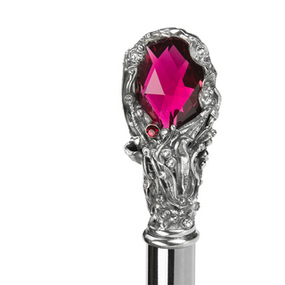 Luxury red gem handmade Italian designer umbrella top view