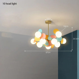 Glass iron creative flower chandelier multicolored ceiling lamp