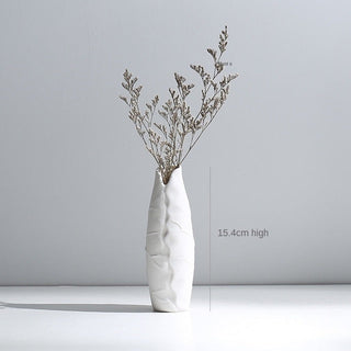 white ceramic vase modern minimalist kyathos decorative flower holder hemp rope side view