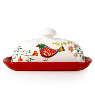 Hand Painted Butter Dish Bird Ornament