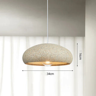 Modern beige pendant top view — stone dining room fixture