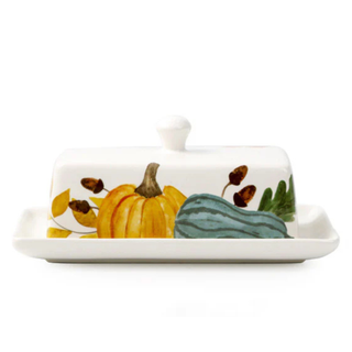 Hand Painted Autumn Harvest Butter Dish