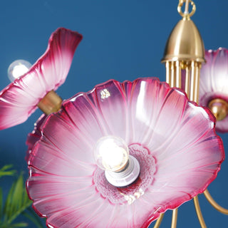 Lotus chandelier glass leaf modern pendant living room light