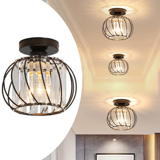 Glass Hallway Ceiling Light - Modern Luxury Semi-Flush Mount Fixture with Iron & Glass