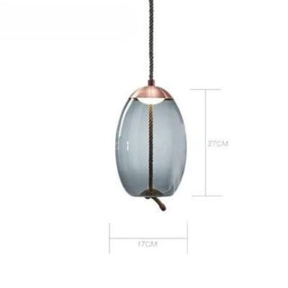 Adjustable Pendant Light – Designer Smoked Glass Lamp with Hemp Rope Accent