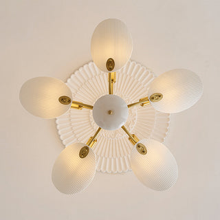 Vintage copper pendant side view — ceramic ceiling lamp fixture