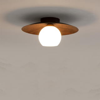 Natural wood ceiling lamp for bedroom, modern warm glow fixture