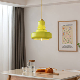 Pendentif gourde colorée – Suspension Bauhaus avec finition verre et laiton