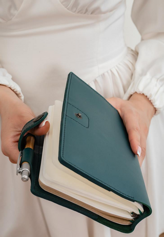leather bound notebook a5 classic soft book design removable sections detail