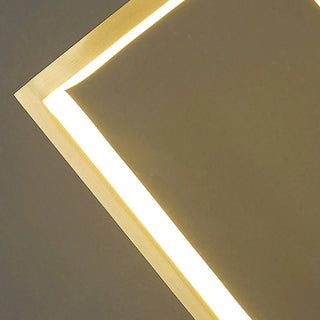 Square walnut table lamp detail — copper accent design