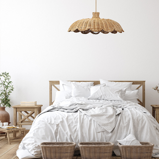 Rattan medium pendant lamp — boho wooden interior