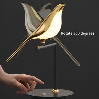Golden bird bedside lamp — modern touch alloy warm