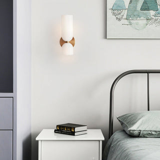 Modern glass two head wall lamp bedroom — double bulb sconce