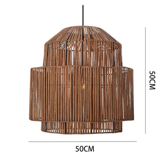 Adjustable rattan pendant from below — boho kitchen ceiling lamp