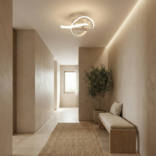 Contemporary Ceiling Light – Double Panel LED Fixture | Modern Curved Metal Lamp