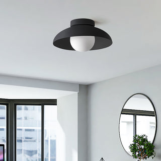 Plafonnier semi-encastré - Luminaire métallique contemporain pour l'éclairage de couloir