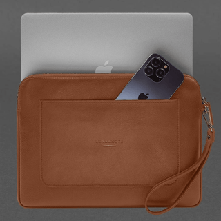 leather macbook case macbook pro 13 zipper pocket wrist strap showcase view