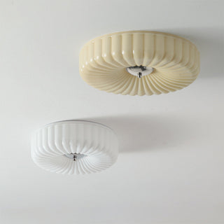 Bauhaus cream glass ceiling light close-up, flush mount detail