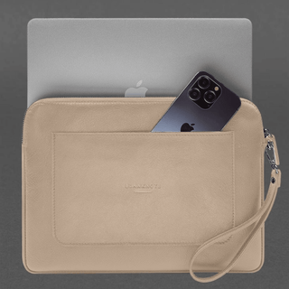 leather macbook case macbook pro 13 zipper pocket wrist strap feature view