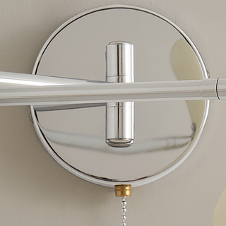 Retro swing arm metal wall lamp white — pull switch sconce