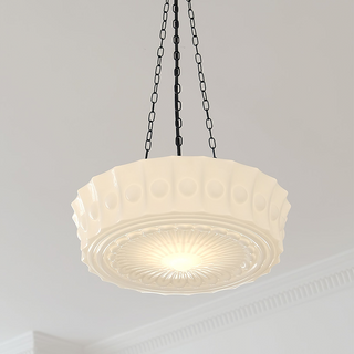 Kitchen island lamp with white round vintage pendant