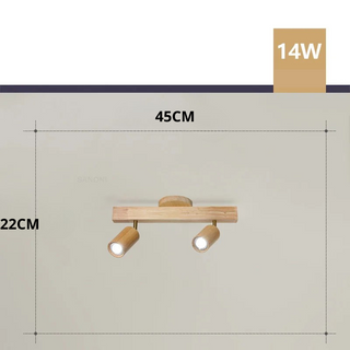 Wood Ceiling Light – Adjustable Surface Mounted Light with Directional Spot Lamp