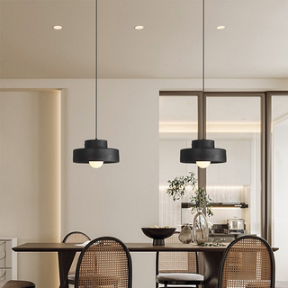 Nordic kitchen pendant with clean cylindrical geometry