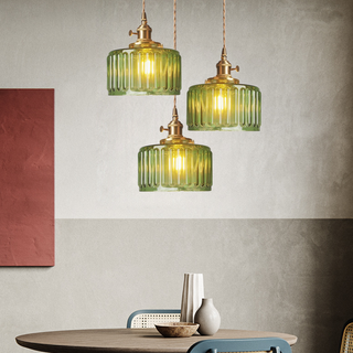 Kitchen island pendant with vintage cylindrical glass