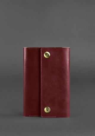 leather bound notebook a5 soft cover pen holder business card slots angle view