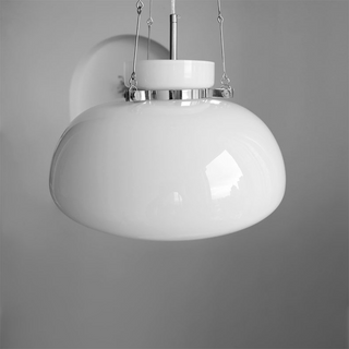 Pendentif Vintage – Lampe Dôme en Verre Opalin Réglable avec Éclairage Ambiant Chaleureux