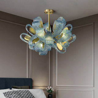Luxury glass chandelier copper blue elegant dining room fixture