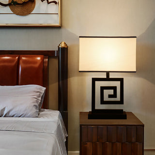 Spiral elegance table lamp — geometric black metal base